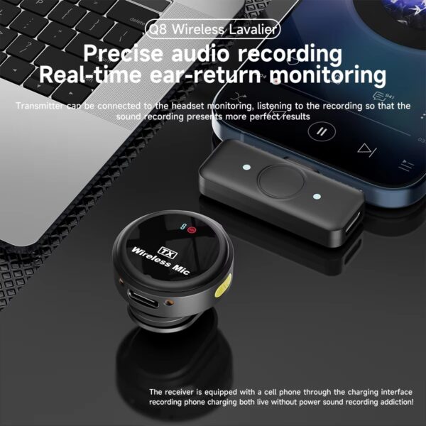 Set of 2 Magnetic Suction UHF Wireless Remote Lavalier Microphones Hidden for Outdoor Live Radio Use with Smart Phones