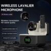 Set of 2 Magnetic Suction UHF Wireless Remote Lavalier Microphones Hidden for Outdoor Live Radio Use with Smart Phones