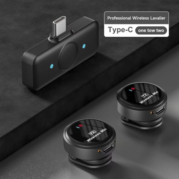 Set of 2 Magnetic Suction UHF Wireless Remote Lavalier Microphones Hidden for Outdoor Live Radio Use with Smart Phones