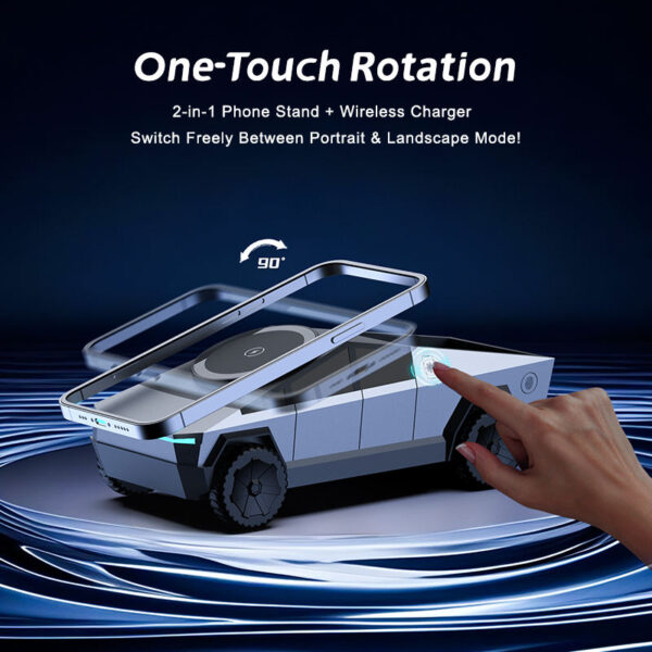 Luxury Car Desktop 3 In1 Motor Rotating Wireless Charging Station - Image 3
