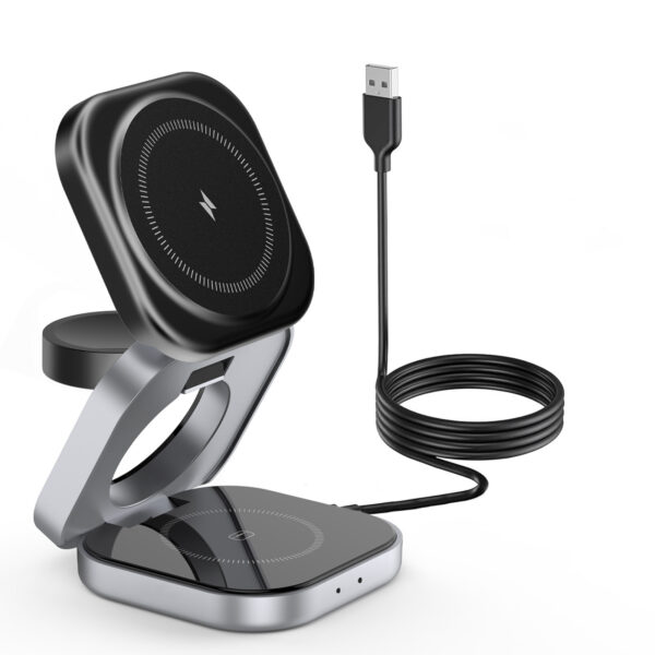 Portable foldable 3 in 1 Wireless Magnetic Phone Charger Stand 15W Wireless Charger Fast Charging for iphone - Image 3