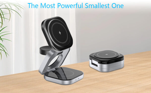 Portable foldable 3 in 1 Wireless Magnetic Phone Charger Stand 15W Wireless Charger Fast Charging for iphone - Image 6