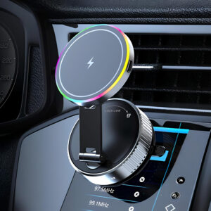 Magnetic Foldable Wireless Charger Stand – Universal for Car/Home/Office