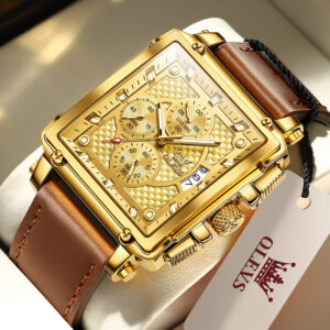 Luxury OLEVS 9925 Men's Chronograph Quartz Waterproof Leather Watch