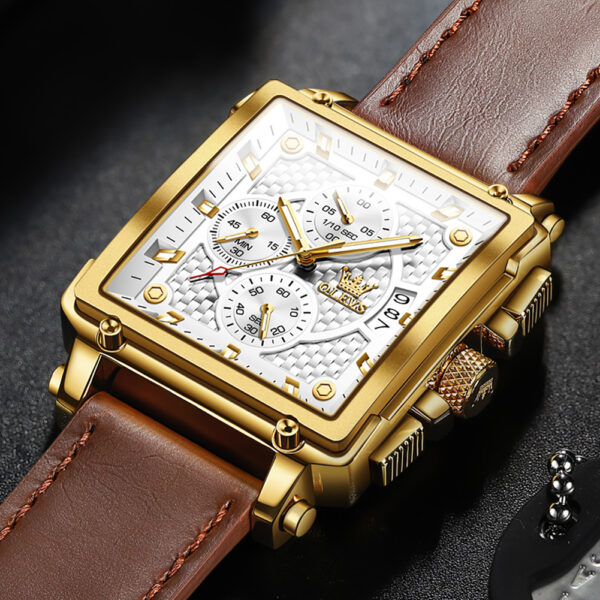 Luxury OLEVS 9925 Men's Chronograph Quartz Waterproof Leather Watch - Image 2